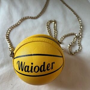 Yellow "Waiober" Basketball Crossbody Purse - Missing Zipper Pull